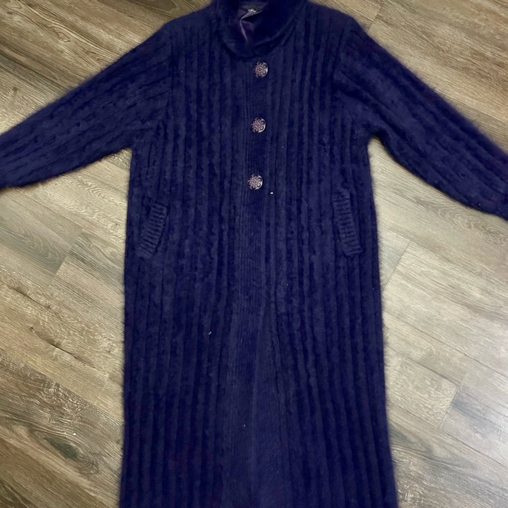 Women's Angora Purple Long Coat
